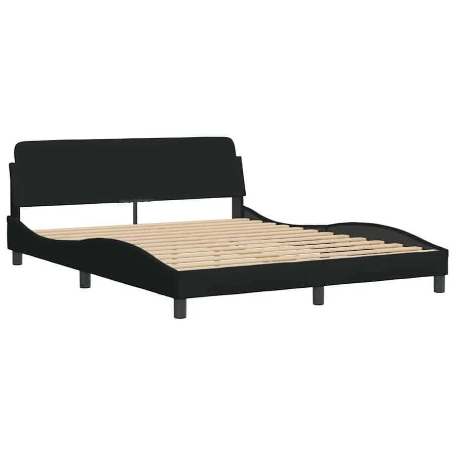 Cadre de lit sans matelas Hanko noir 160x200 cm tissu - 5