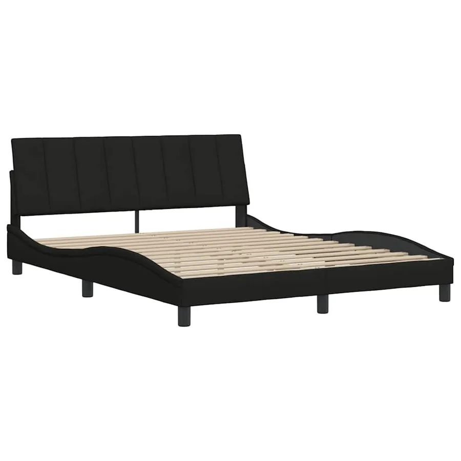 Cadre de lit sans matelas Hanko noir 160x200 cm tissu - 7