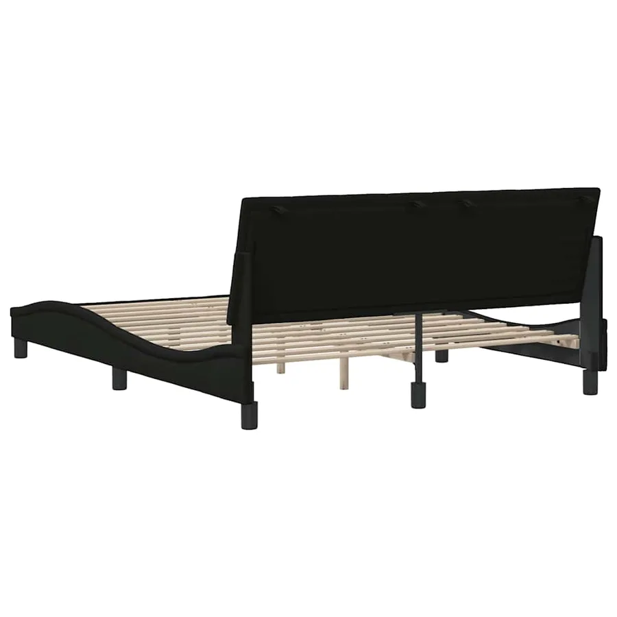 Cadre de lit sans matelas Hanko noir 160x200 cm tissu - 9