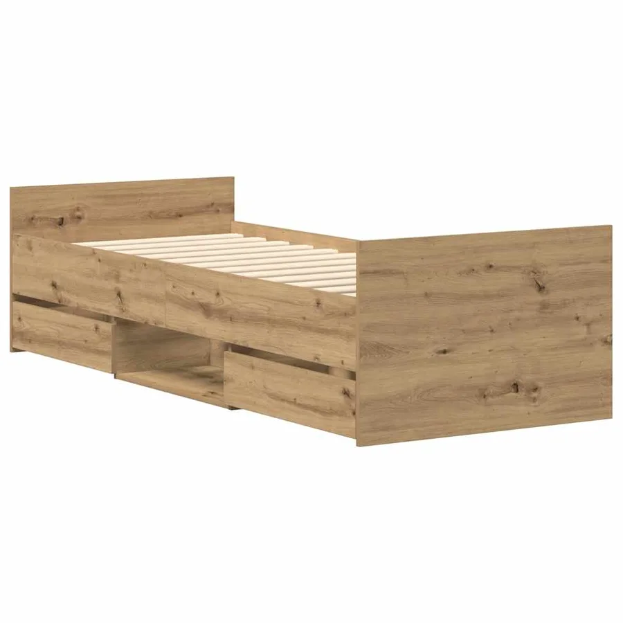 Cadre de lit sans matelas chêne artisanal 100x200 cm - 8