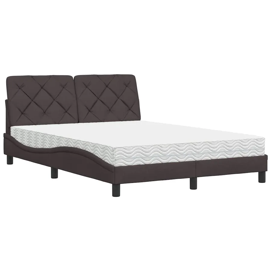 Lit avec matelas marron foncé 140x200 cm tissu - 2