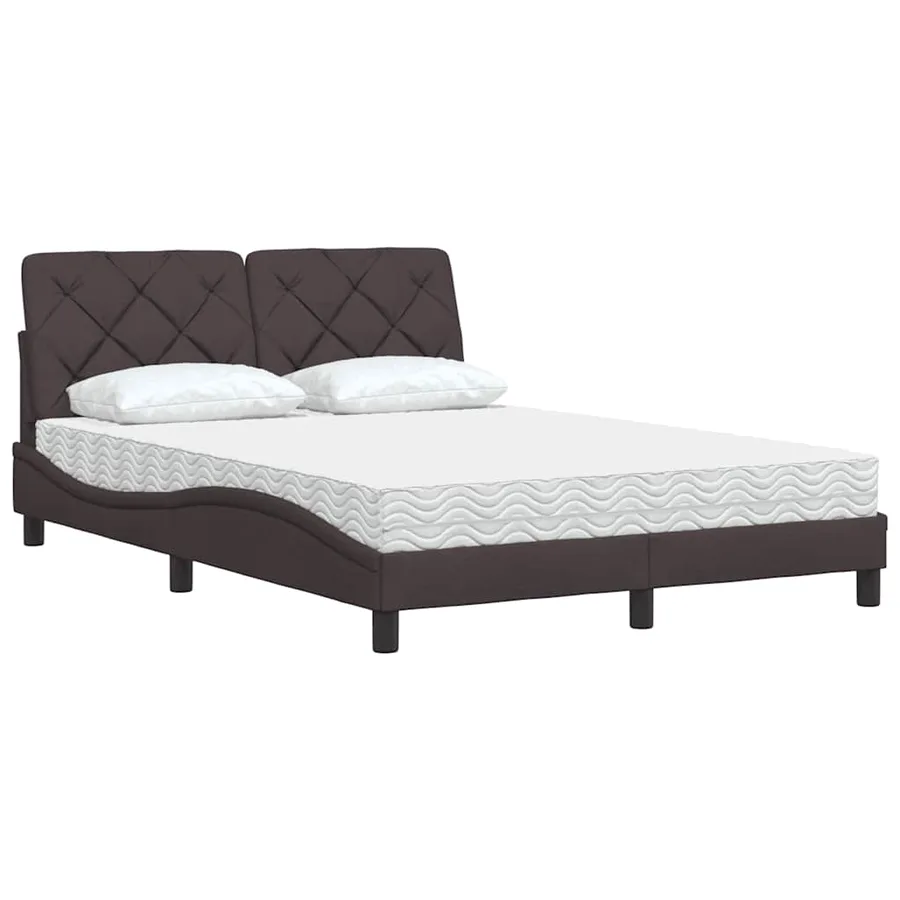 Lit avec matelas marron foncé 140x200 cm tissu - 4