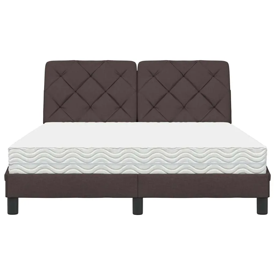Lit avec matelas marron foncé 140x200 cm tissu - 5