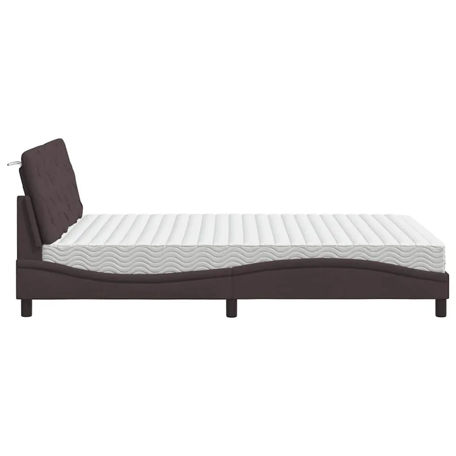 Lit avec matelas marron foncé 140x200 cm tissu - 6
