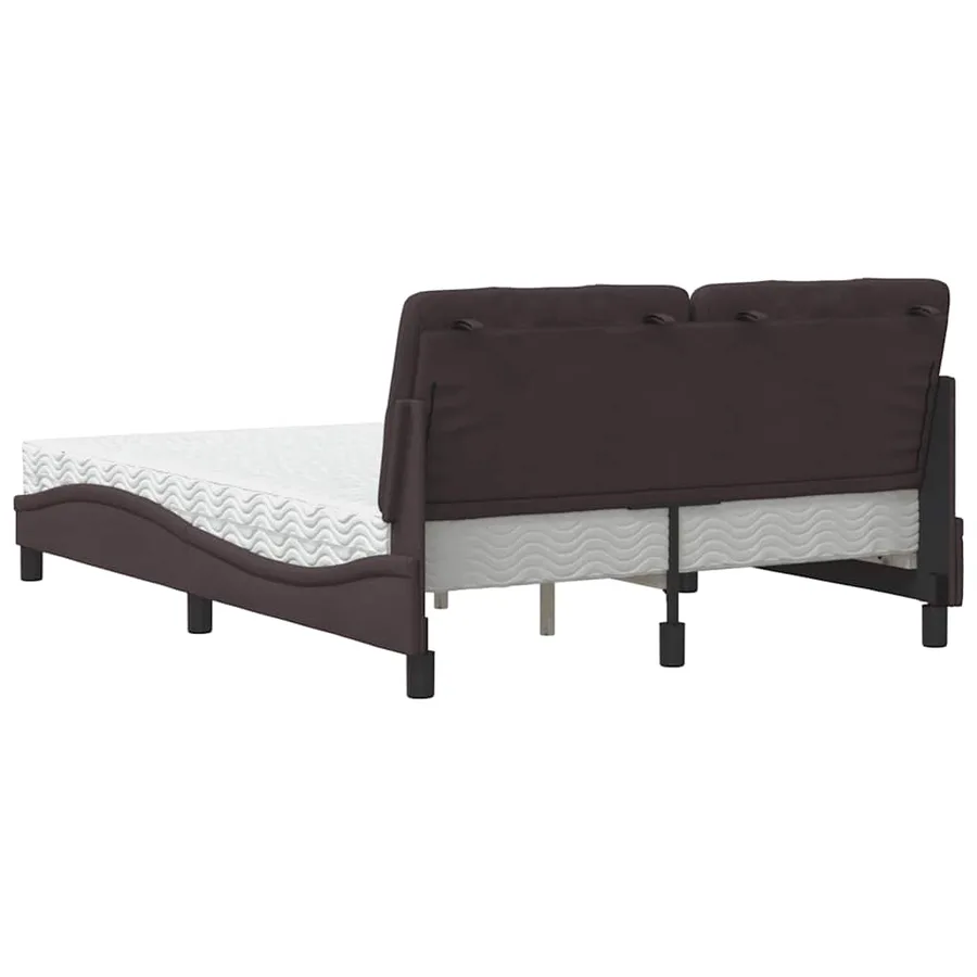 Lit avec matelas marron foncé 140x200 cm tissu - 7