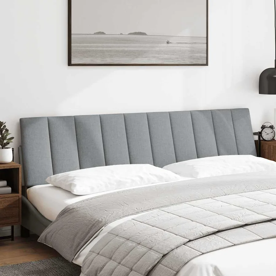 Coussin de tête de lit Hanko gris clair 200 cm tissu - 2