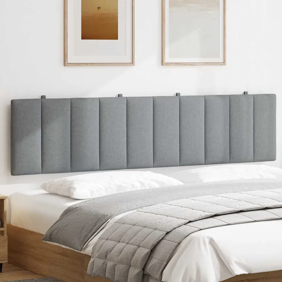 Coussin de tête de lit Hanko gris clair 200 cm tissu - 3