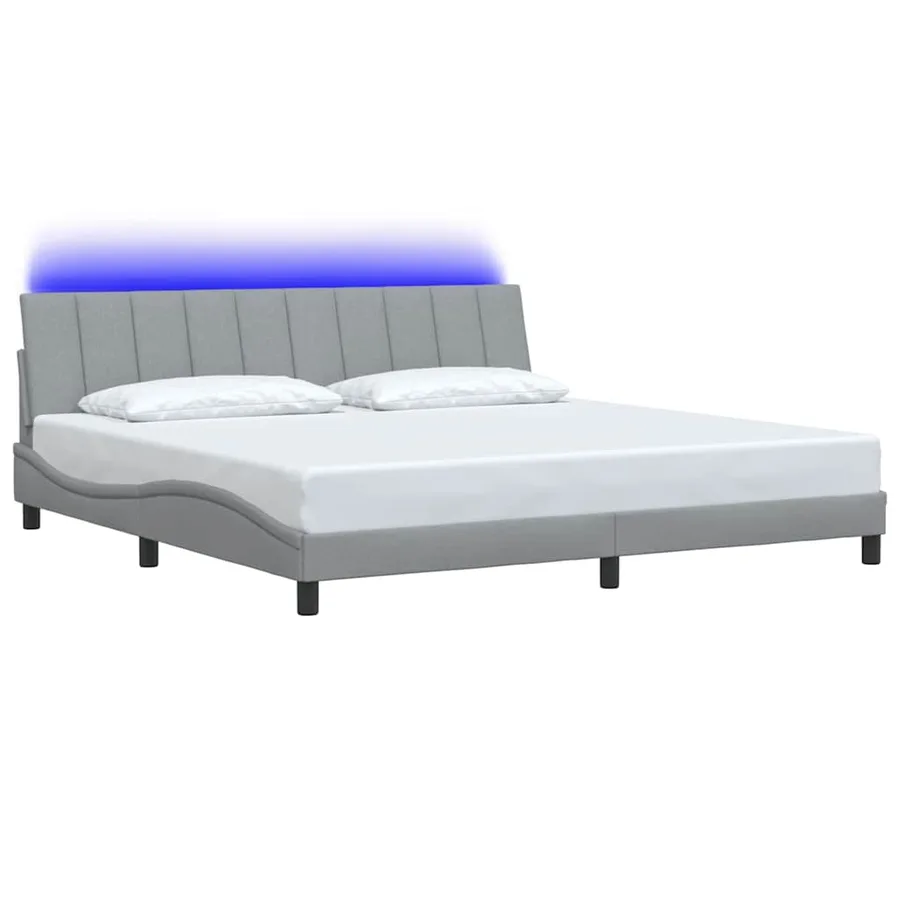 Cadre de lit sans matelas Hanko gris clair 200x200 cm tissu - 3
