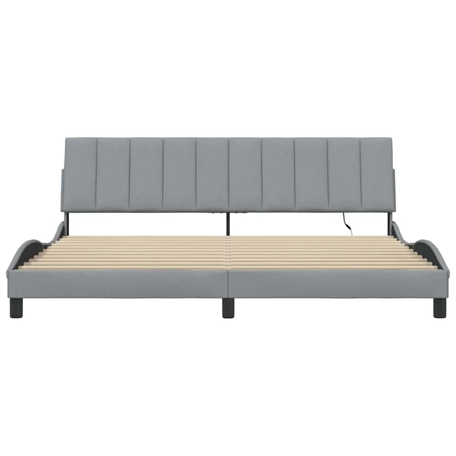 Cadre de lit sans matelas Hanko gris clair 200x200 cm tissu - 6