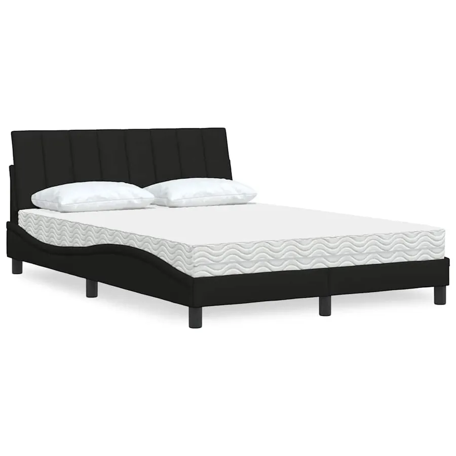 Lit avec matelas Hanko noir 140x190 cm tissu