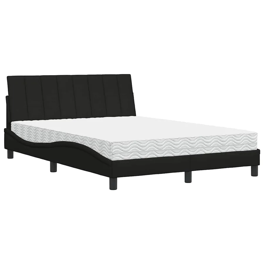 Lit avec matelas Hanko noir 140x190 cm tissu - 2