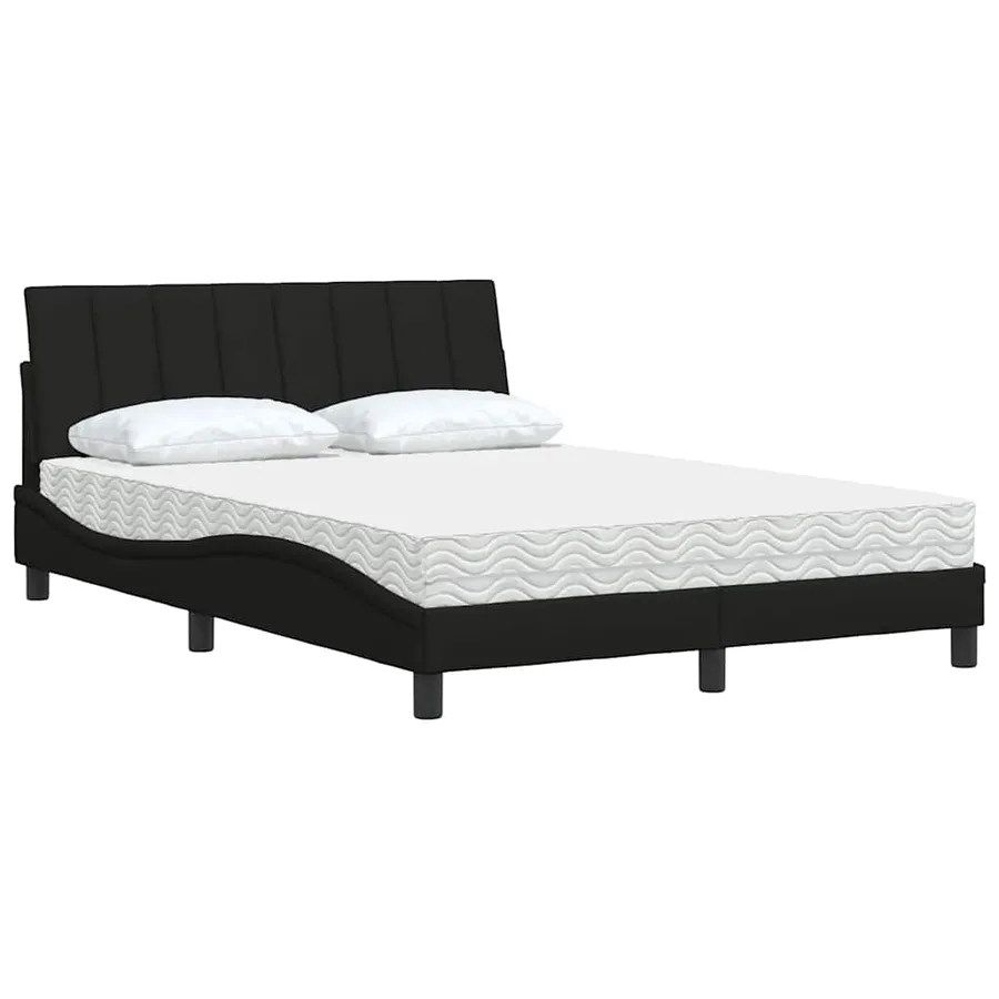 Lit avec matelas Hanko noir 140x190 cm tissu - 4