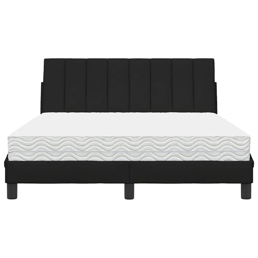 Lit avec matelas Hanko noir 140x190 cm tissu - 5