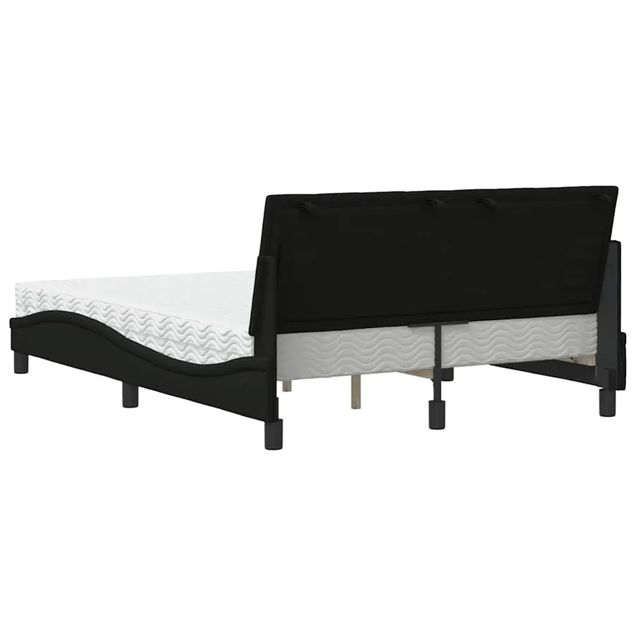 Lit avec matelas Hanko noir 140x190 cm tissu - 7