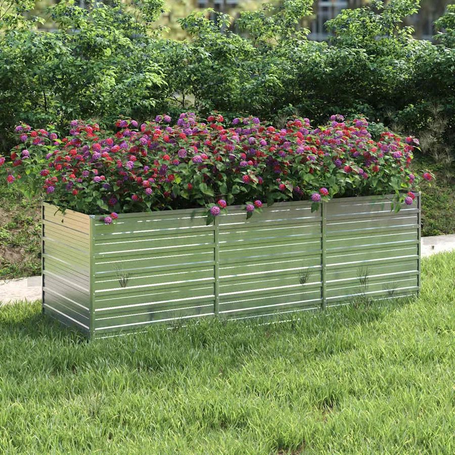 Lit surélevé de jardin 240x80x77 cm Acier galvanisé Argenté
