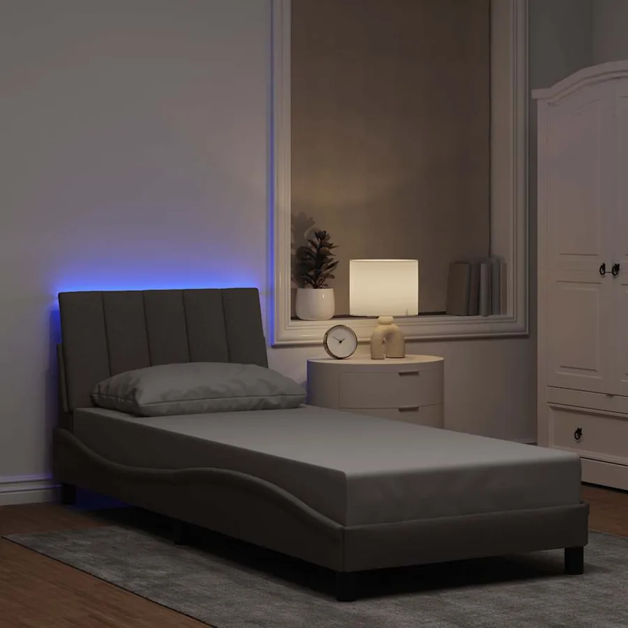 Cadre de lit sans matelas Hanko taupe 80x200 cm tissu