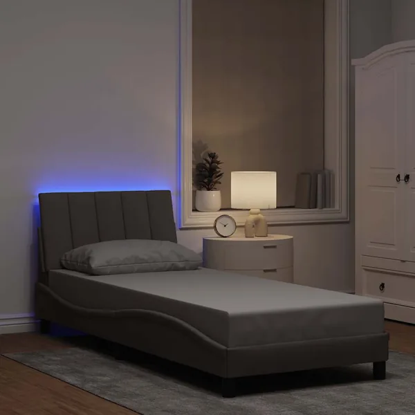 Cadre de lit sans matelas Hanko taupe 80x200 cm tissu