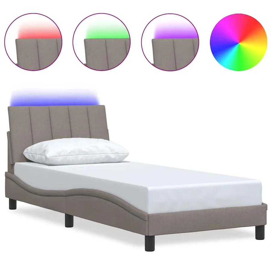 Cadre de lit sans matelas Hanko taupe 80x200 cm tissu - 2