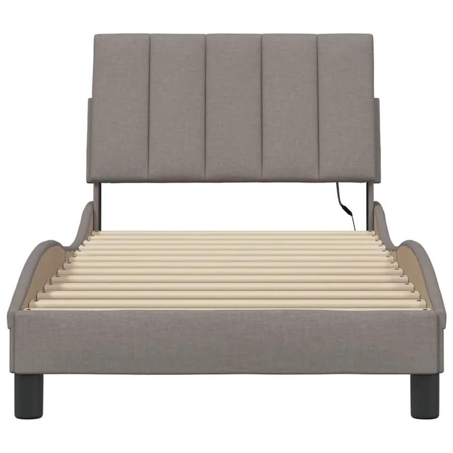 Cadre de lit sans matelas Hanko taupe 80x200 cm tissu - 6