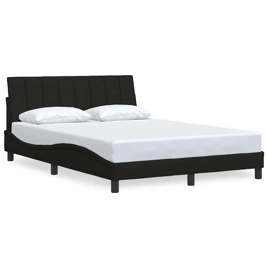 Cadre de lit sans matelas Hanko noir 140x190 cm tissu - 2