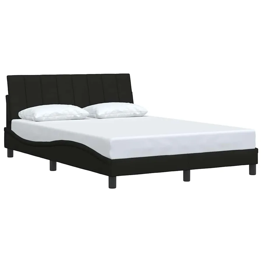Cadre de lit sans matelas Hanko noir 140x190 cm tissu - 3