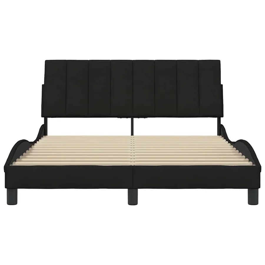 Cadre de lit sans matelas Hanko noir 140x190 cm tissu - 4