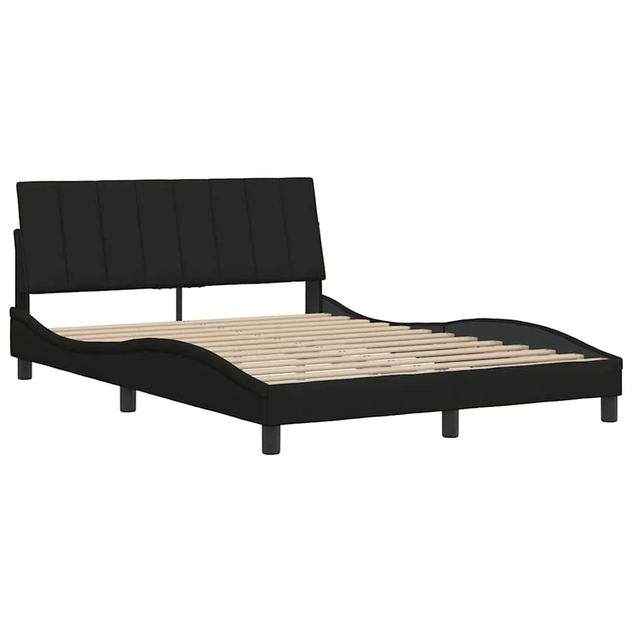 Cadre de lit sans matelas Hanko noir 140x190 cm tissu - 7