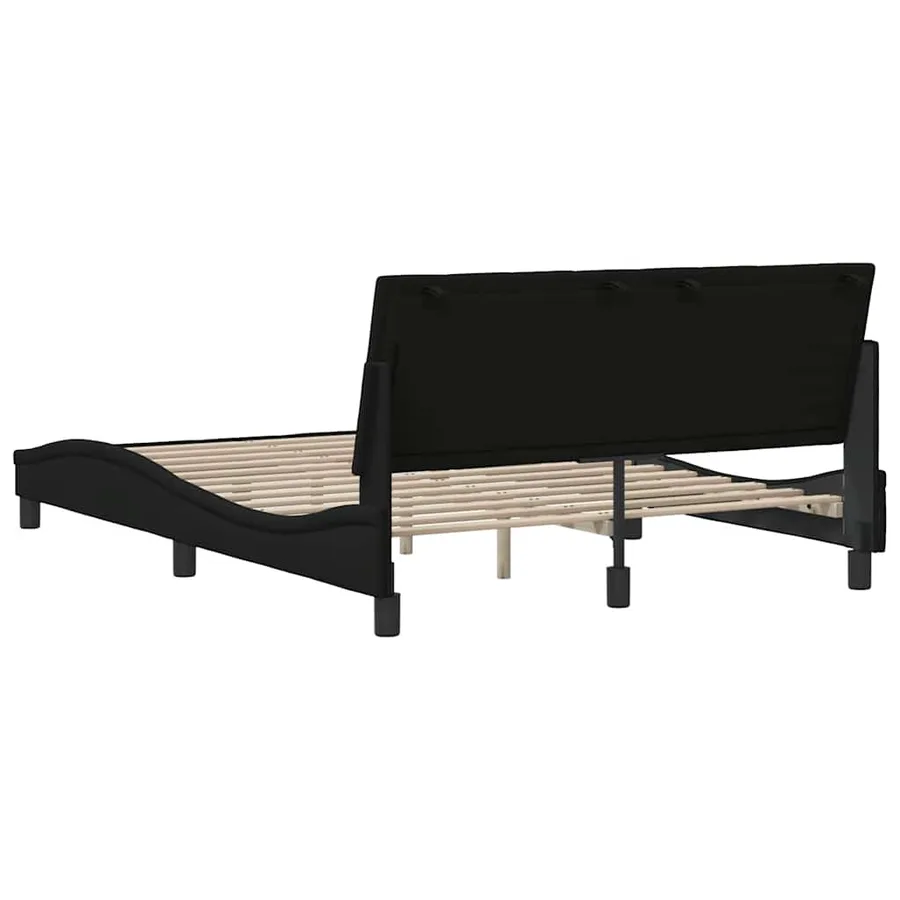 Cadre de lit sans matelas Hanko noir 140x190 cm tissu - 9