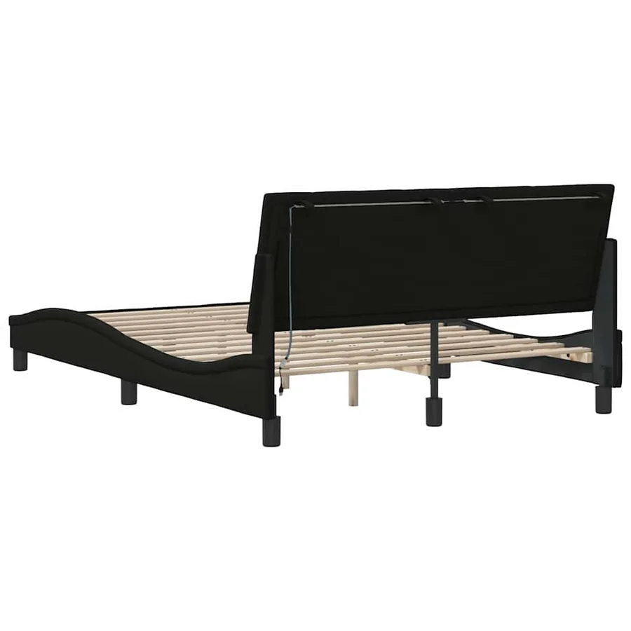 Cadre de lit sans matelas Hanko noir 140x200 cm tissu - 10