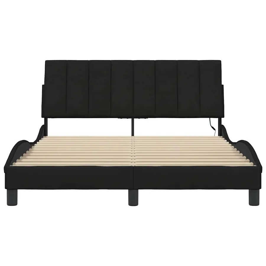 Cadre de lit sans matelas Hanko noir 140x200 cm tissu - 6