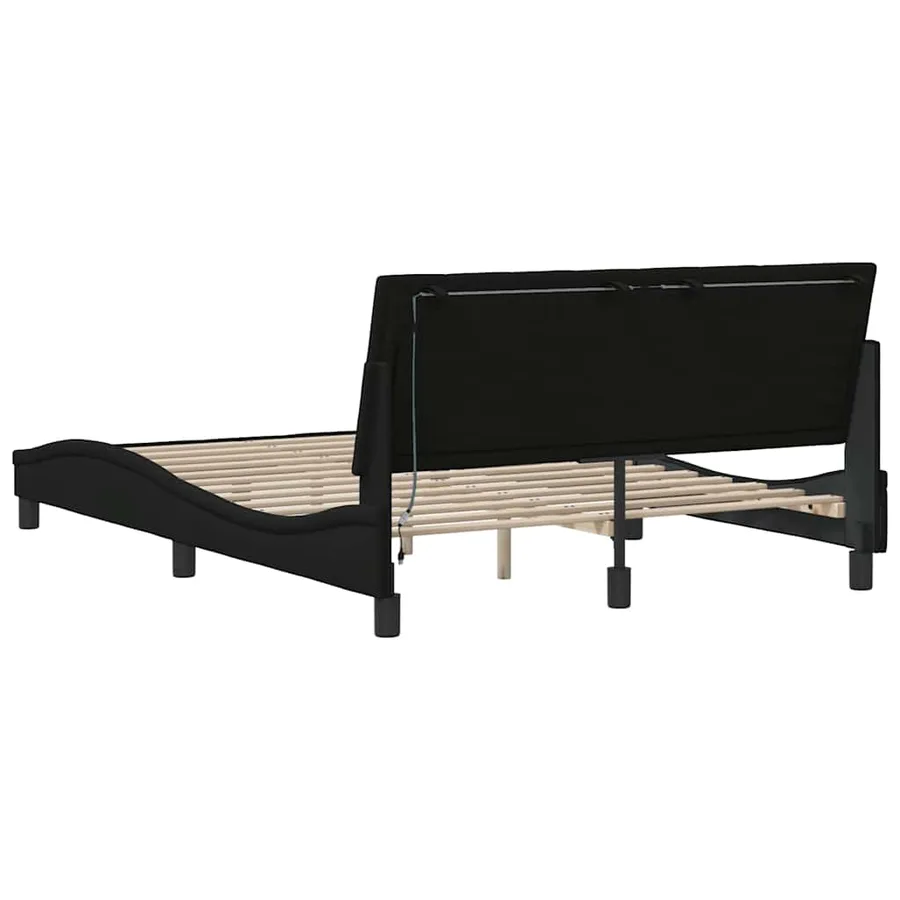 Cadre de lit sans matelas Hanko noir 140x190 cm tissu - 10