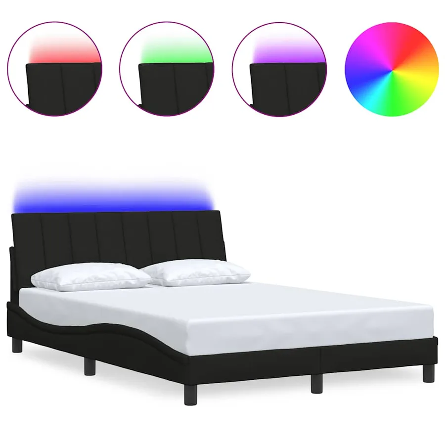 Cadre de lit sans matelas Hanko noir 140x190 cm tissu - 2