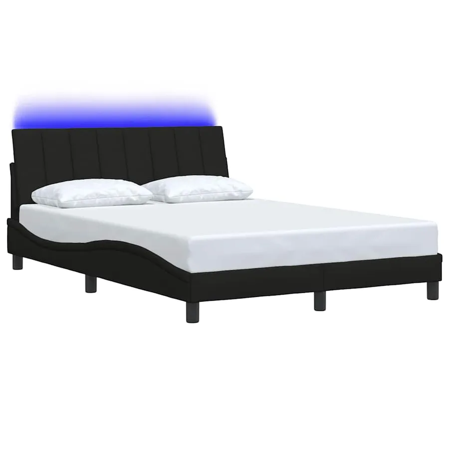 Cadre de lit sans matelas Hanko noir 140x190 cm tissu - 3