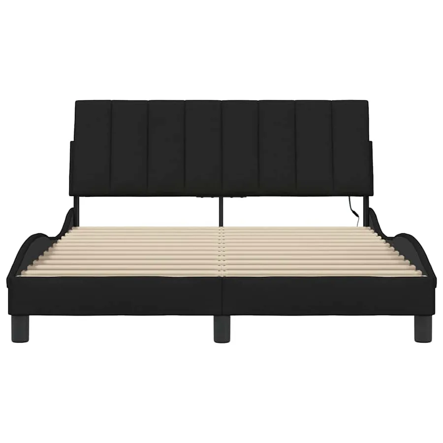 Cadre de lit sans matelas Hanko noir 140x190 cm tissu - 6