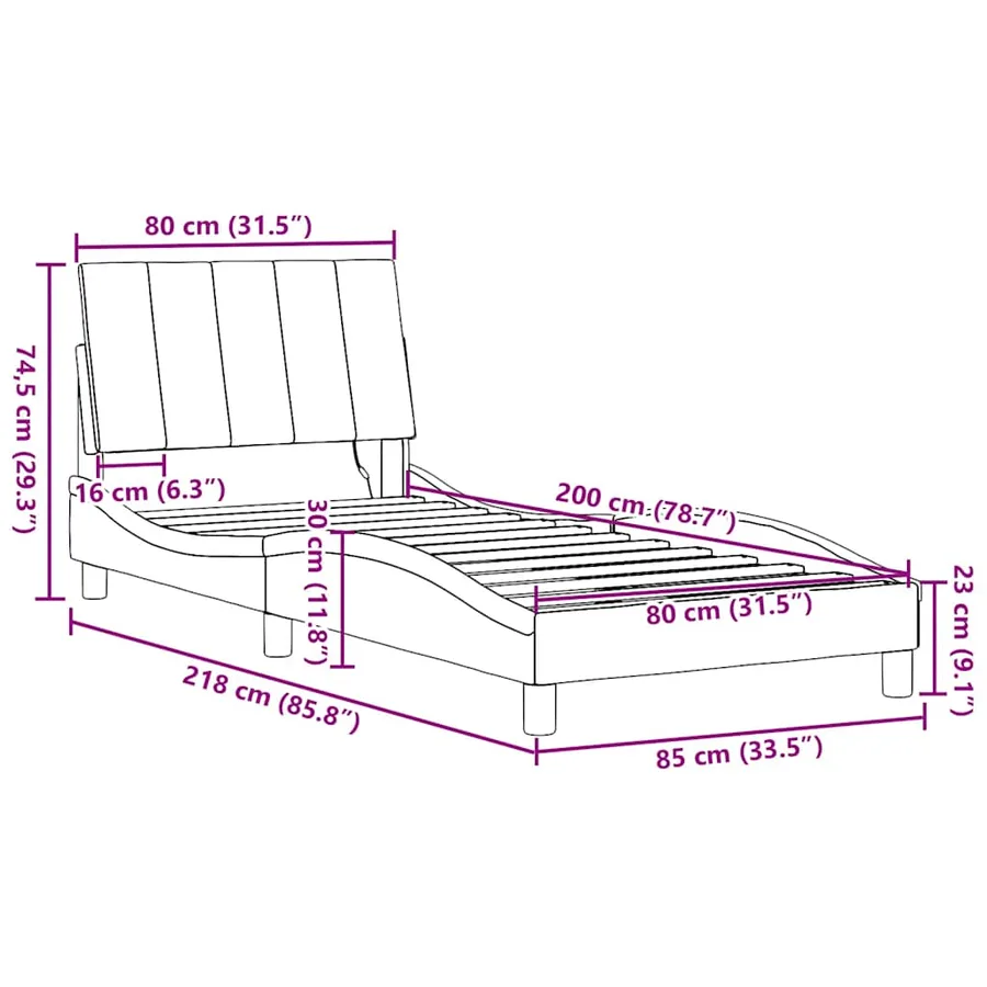 Cadre de lit sans matelas Hanko noir 80x200 cm tissu - 15