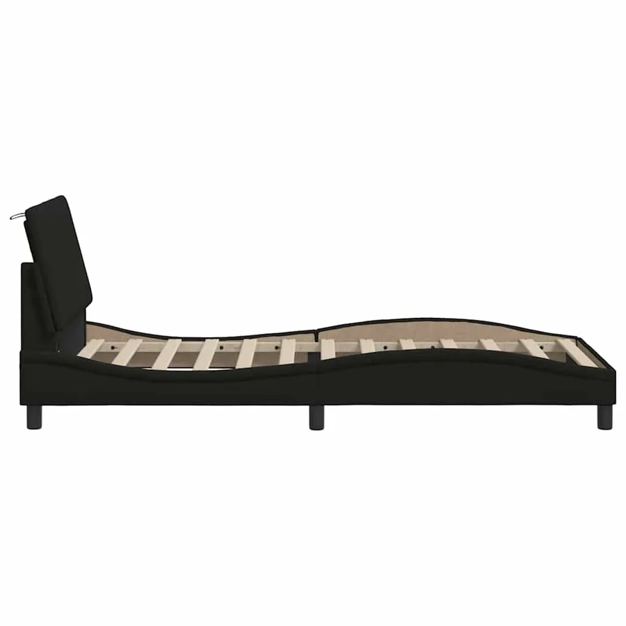 Cadre de lit sans matelas Hanko noir 80x200 cm tissu - 7