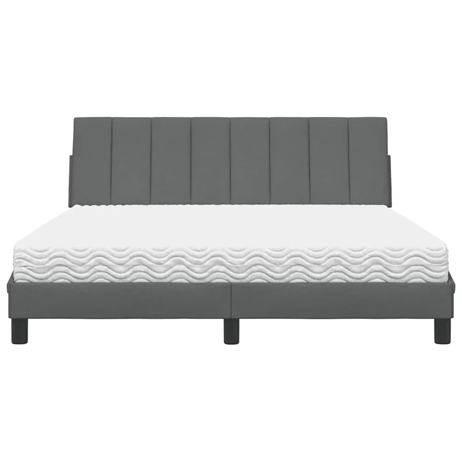 Lit avec matelas Hanko gris foncé 160x200 cm tissu - 5
