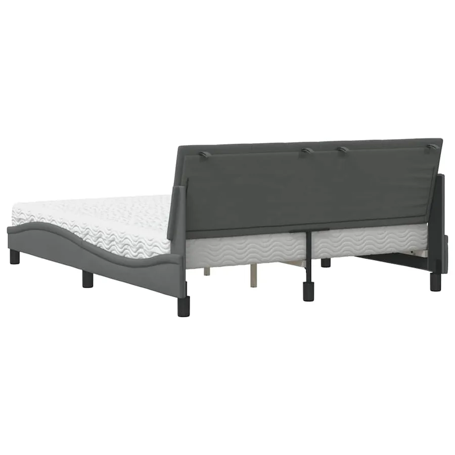 Lit avec matelas Hanko gris foncé 160x200 cm tissu - 7
