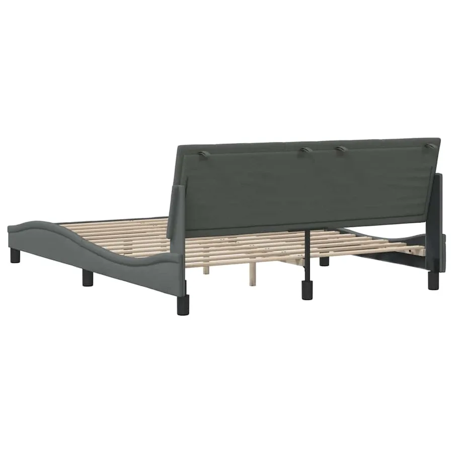 Cadre de lit sans matelas Hanko gris foncé 160x200 cm tissu - 9