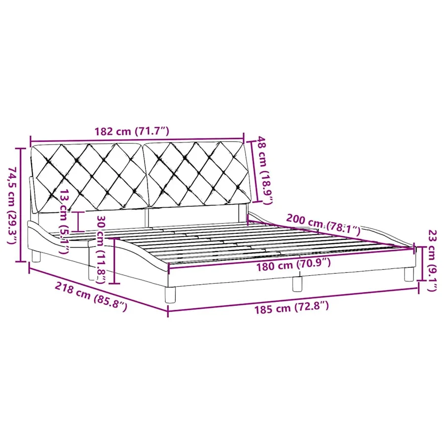 Cadre de lit sans matelas gris clair 180x200 cm tissu - 13