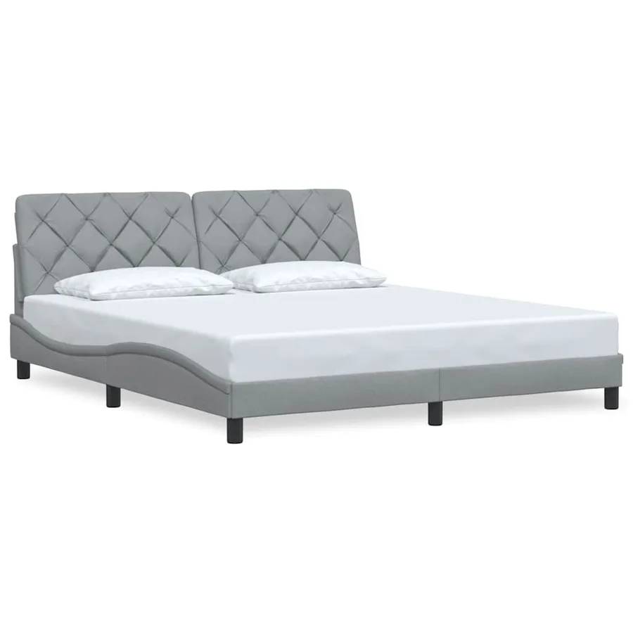 Cadre de lit sans matelas gris clair 180x200 cm tissu - 2
