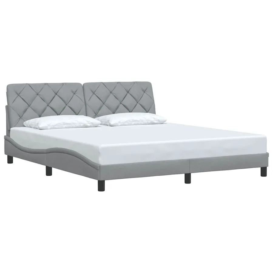 Cadre de lit sans matelas gris clair 180x200 cm tissu - 3