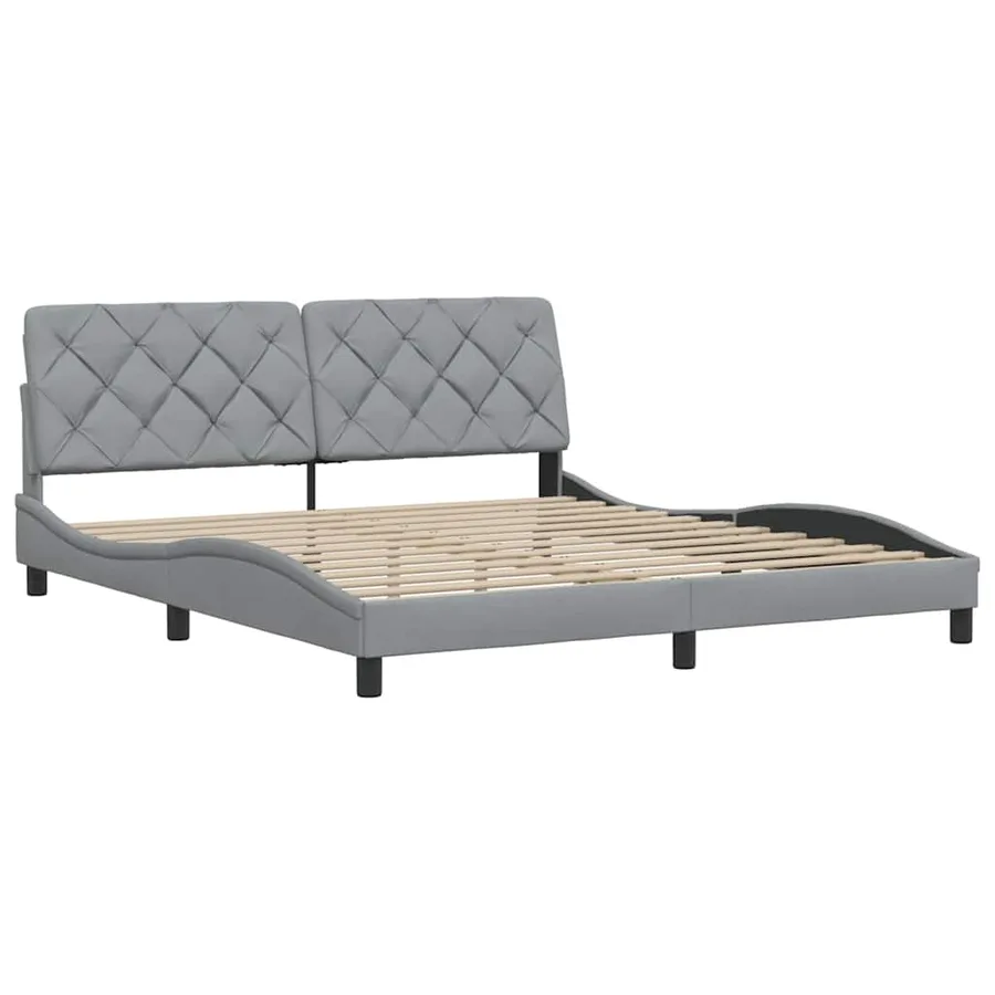 Cadre de lit sans matelas gris clair 180x200 cm tissu - 4