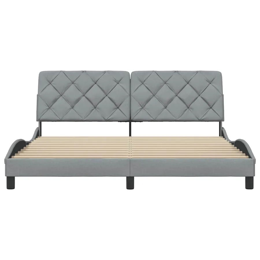 Cadre de lit sans matelas gris clair 180x200 cm tissu - 5