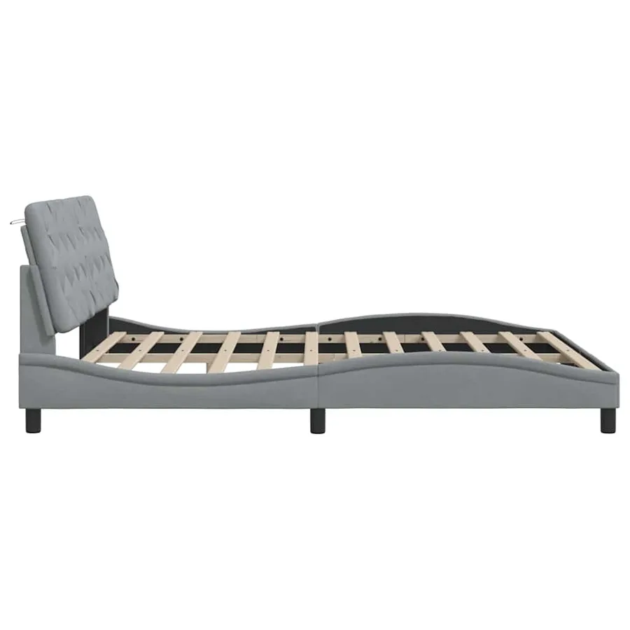 Cadre de lit sans matelas gris clair 180x200 cm tissu - 8
