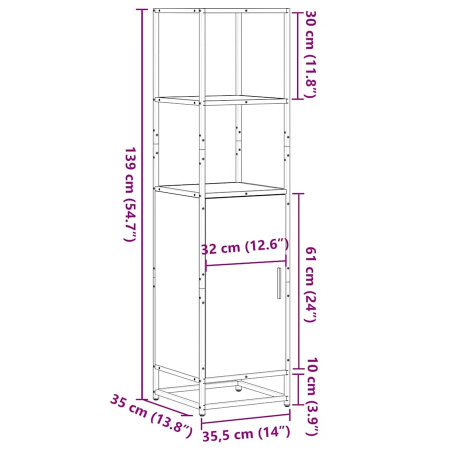 Buffet haut sonoma gris 35,5x35x139 cm bois d'ingénierie métal - 11