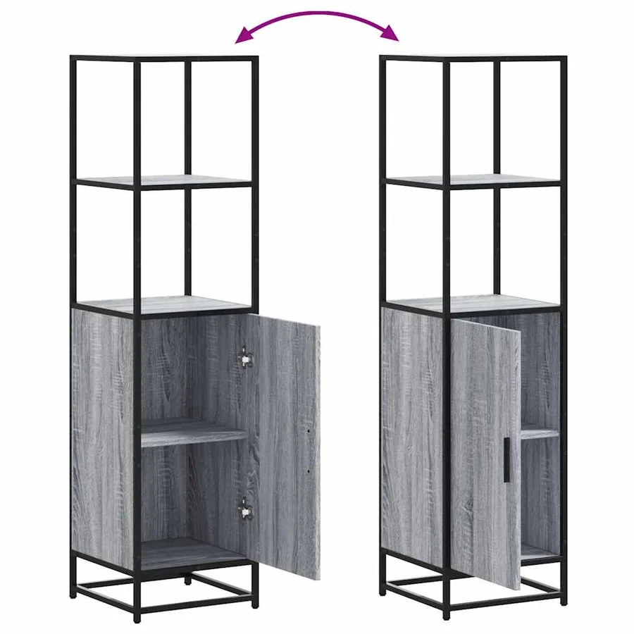 Buffet haut sonoma gris 35,5x35x139 cm bois d'ingénierie métal - 8
