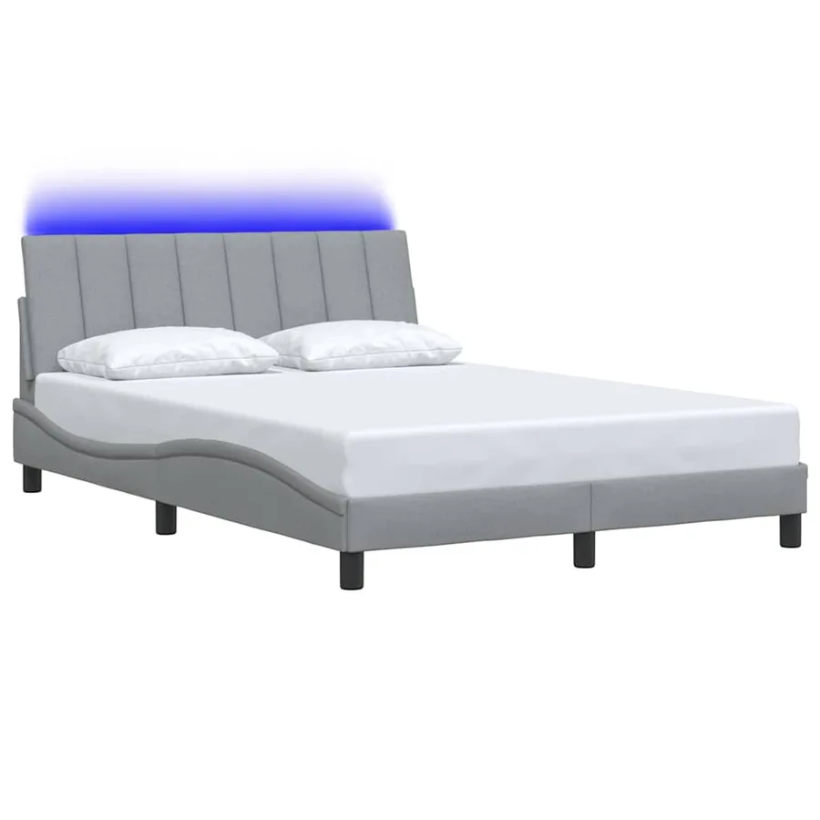 Cadre de lit sans matelas Hanko gris clair 140x200 cm tissu - 3