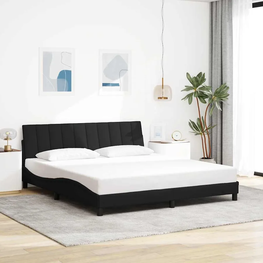 Cadre de lit sans matelas Hanko noir 180x200 cm tissu