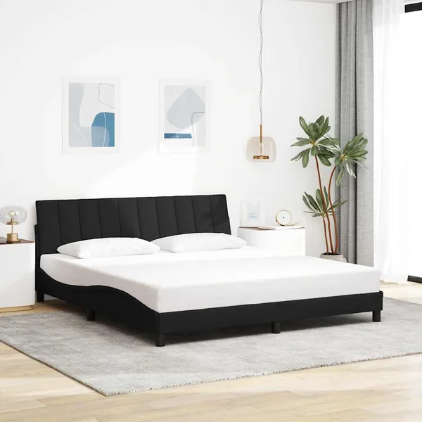 Cadre de lit sans matelas Hanko noir 180x200 cm tissu